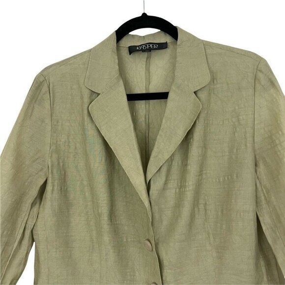 Kasper Womens Size 10 Green Semi Sheer Geometric Print Jacket - Picture 2 of 4